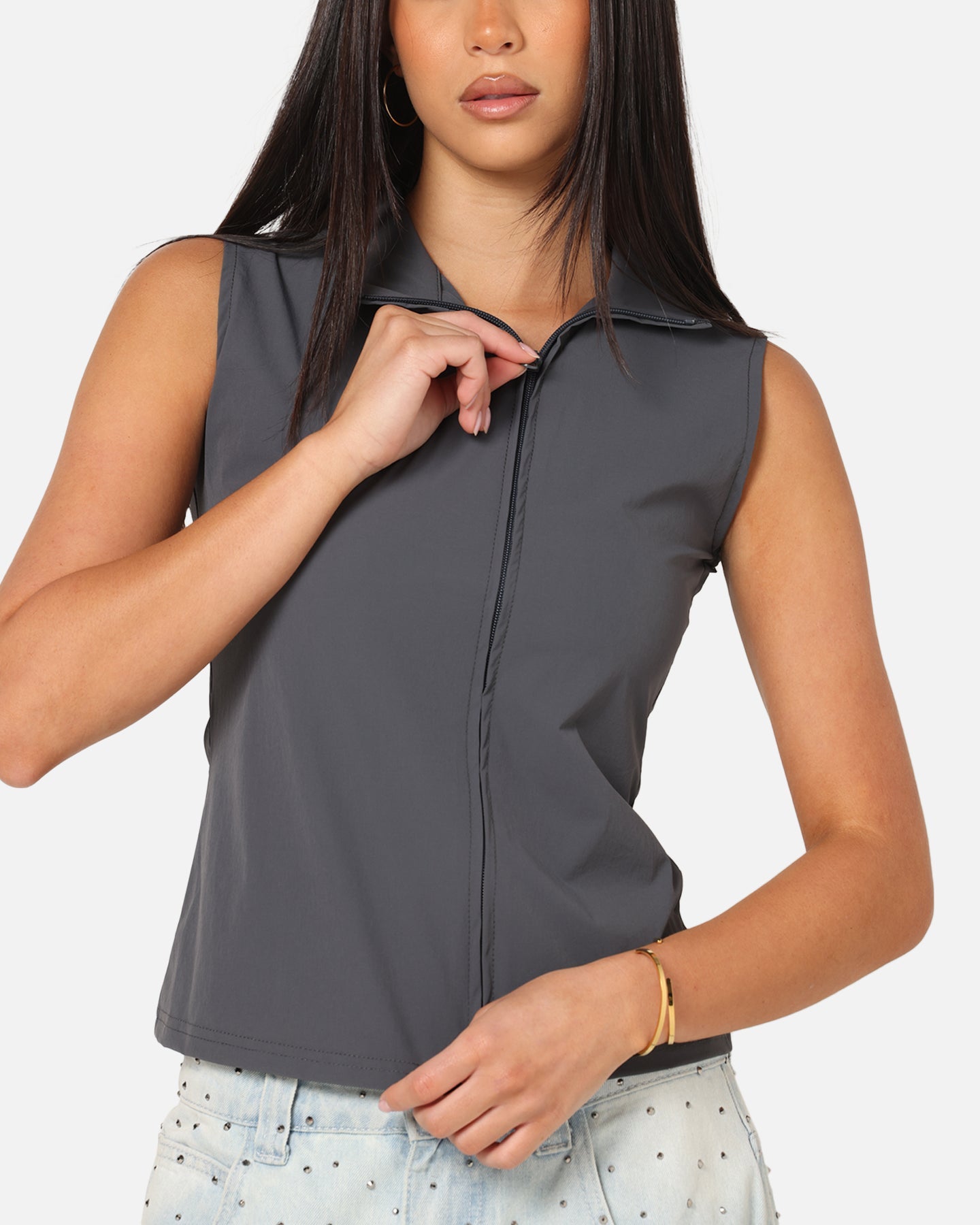 XXIII Women's Asymmetric Zip Top Grey