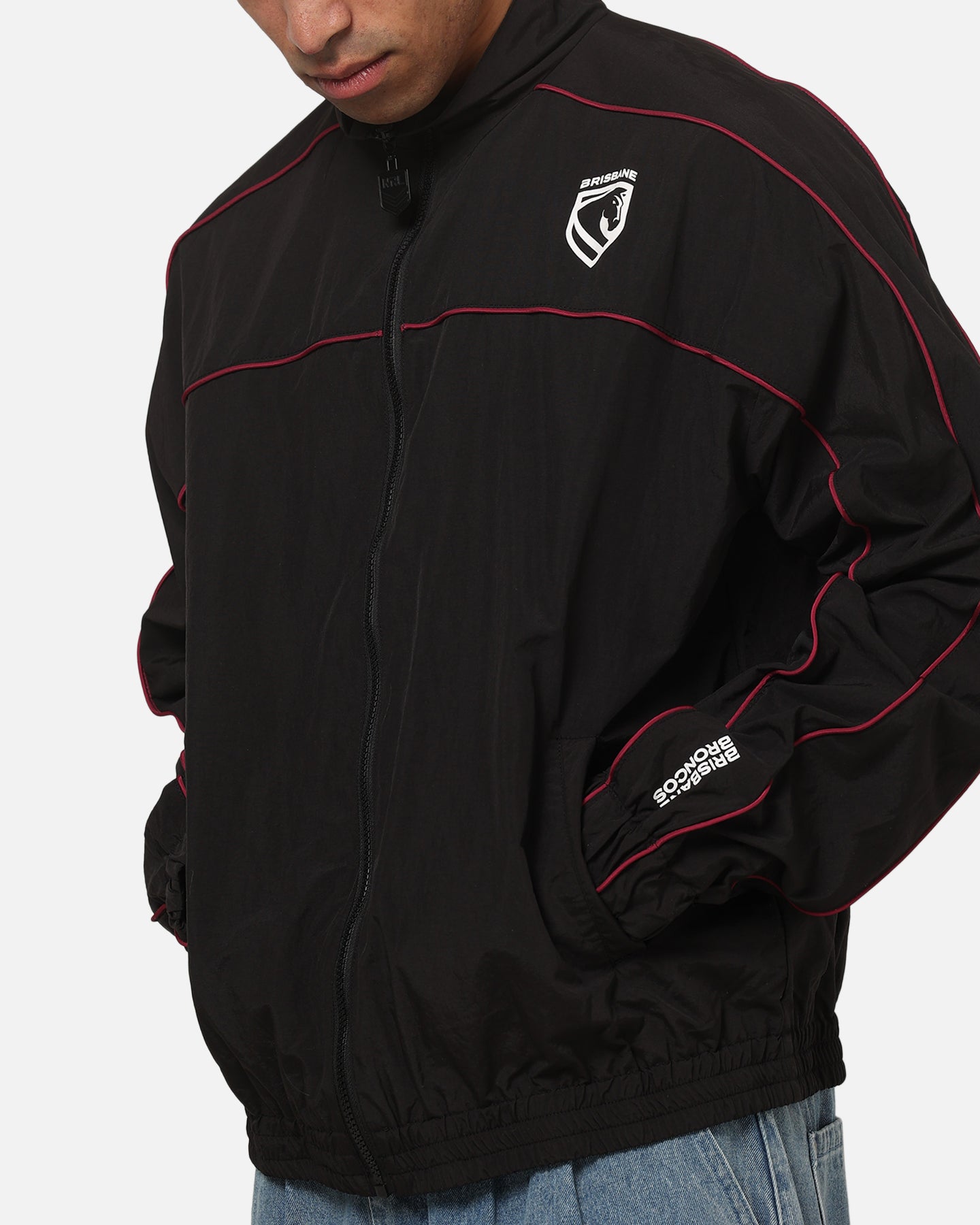 Bleacher Athletic Brisbane Broncos NRL Midweight Spray Jacket Black