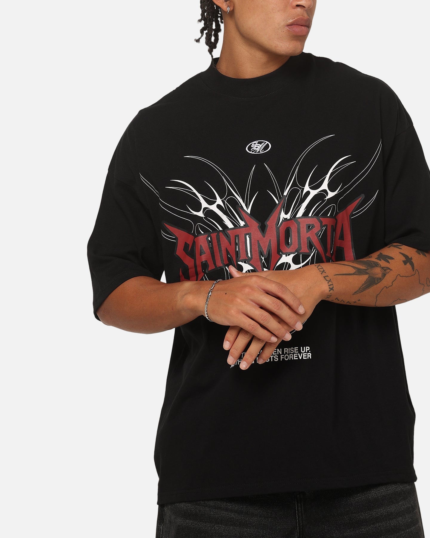 Saint Morta Fallen Tribal Boxy T-Shirt Black/Red