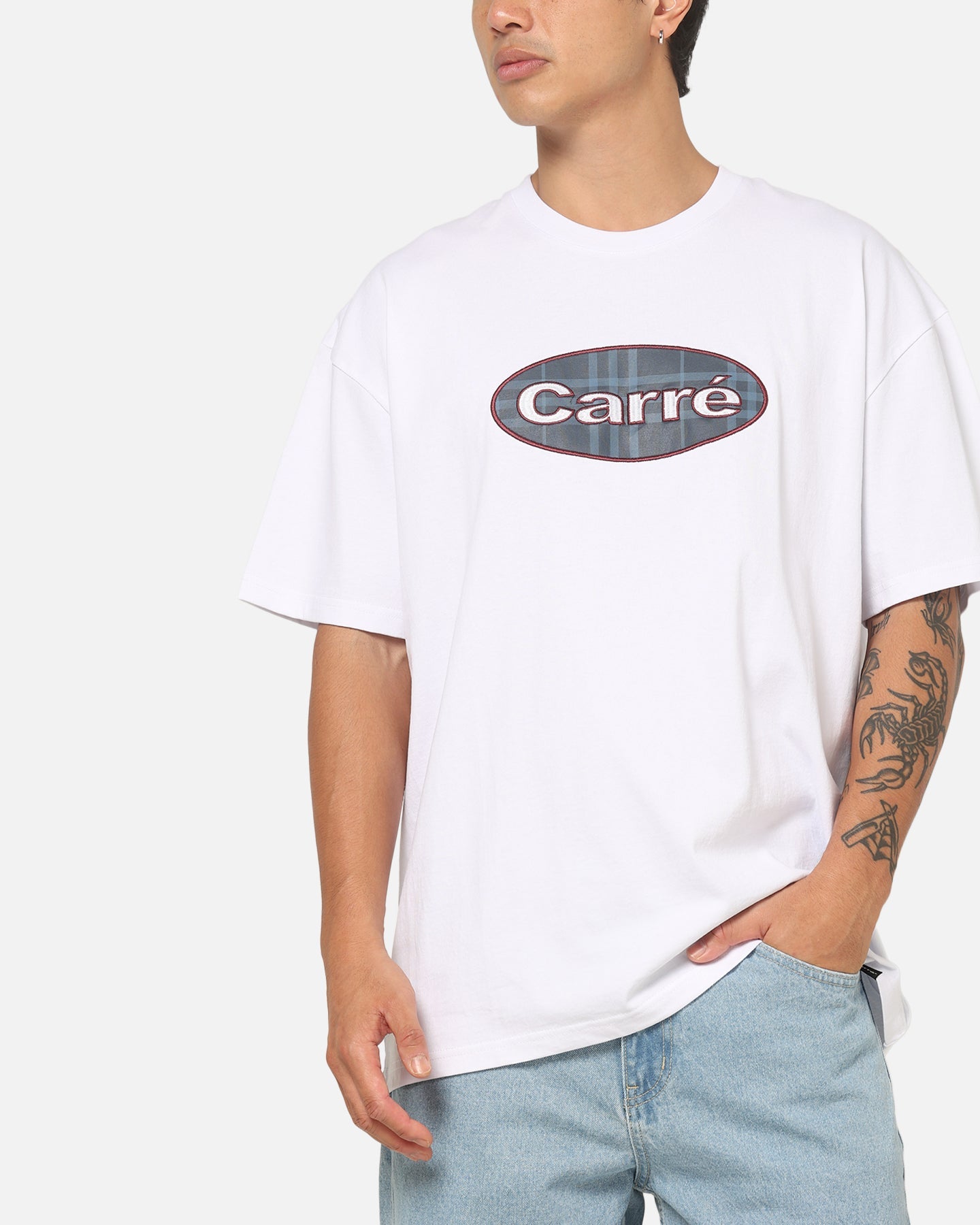 Carre Plaid Oval T-Shirt White