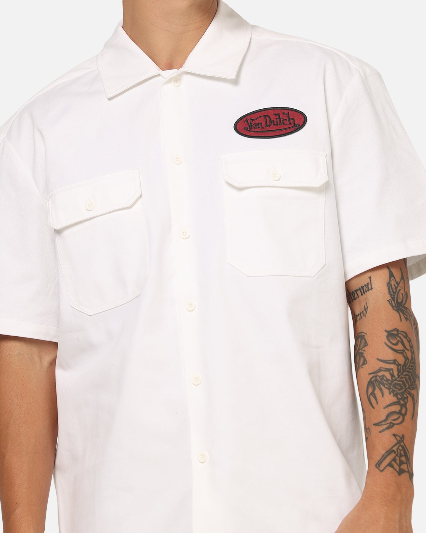 Von Dutch Oval Button Up Shirt White