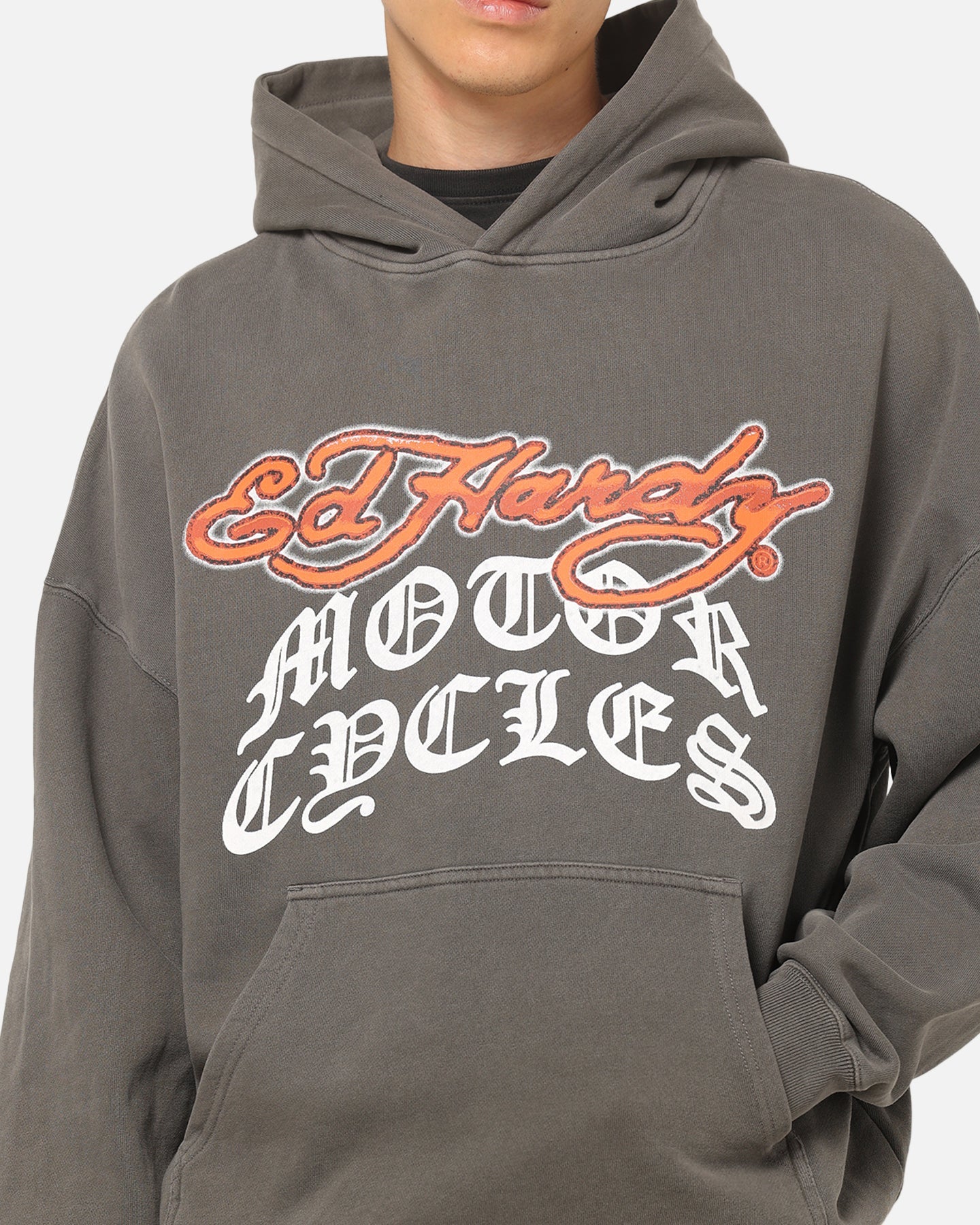 Ed Hardy Happy Motors Hoodie Washed Charcoal