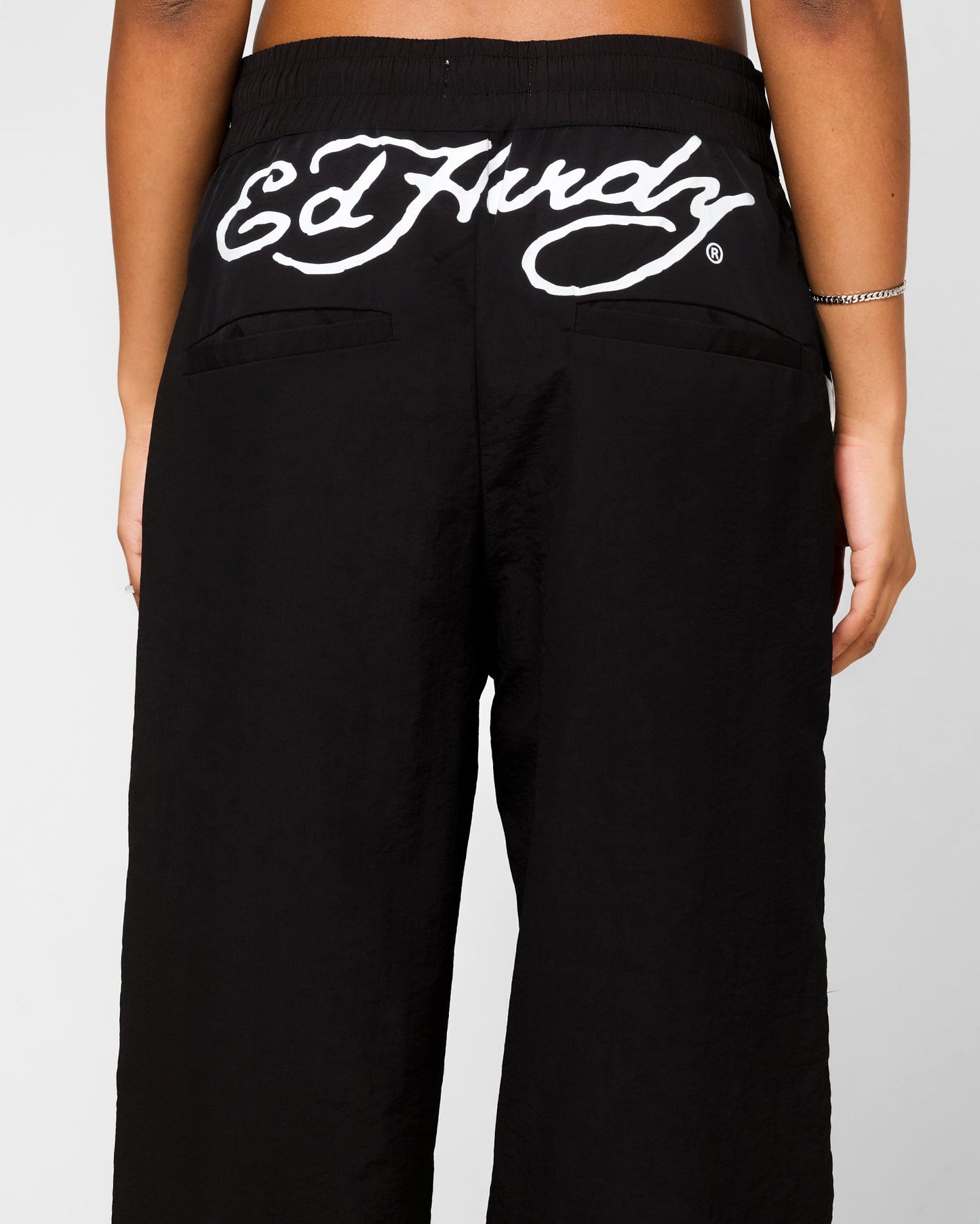 Ed Hardy Women's Nylon Sports Pant Black/White