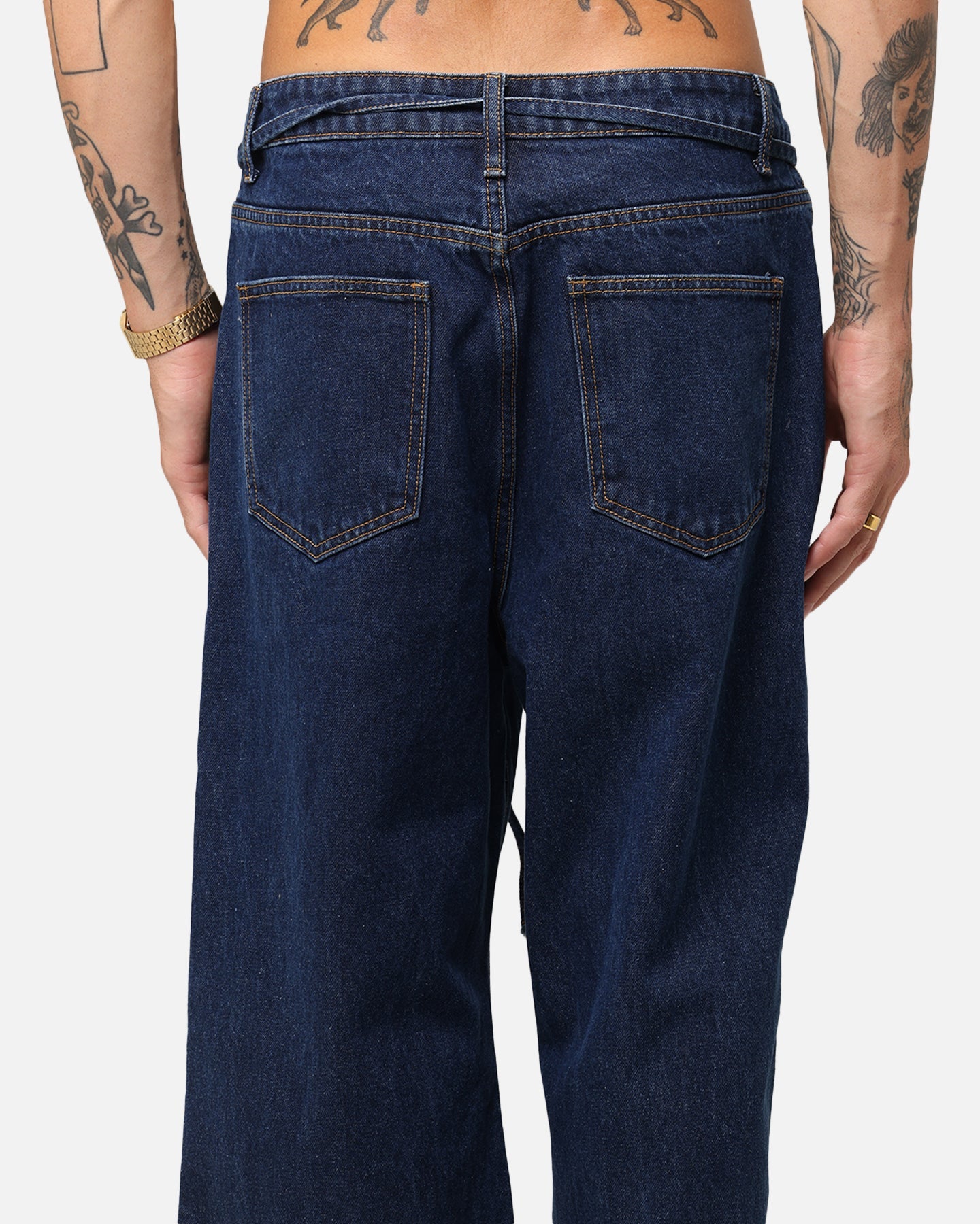XXIII Tie Lace Baggy Jeans Stonewash Indigo