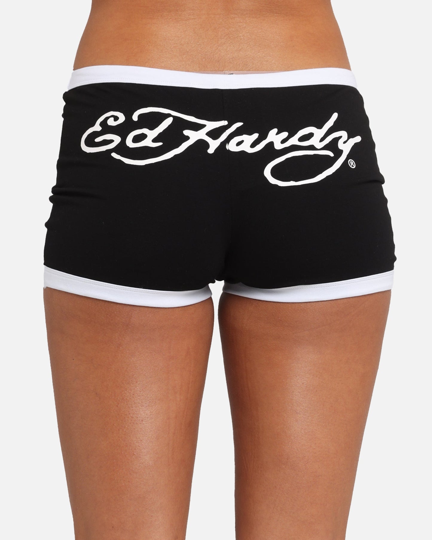 Ed Hardy Women's Logo Mini Shorts Black/White