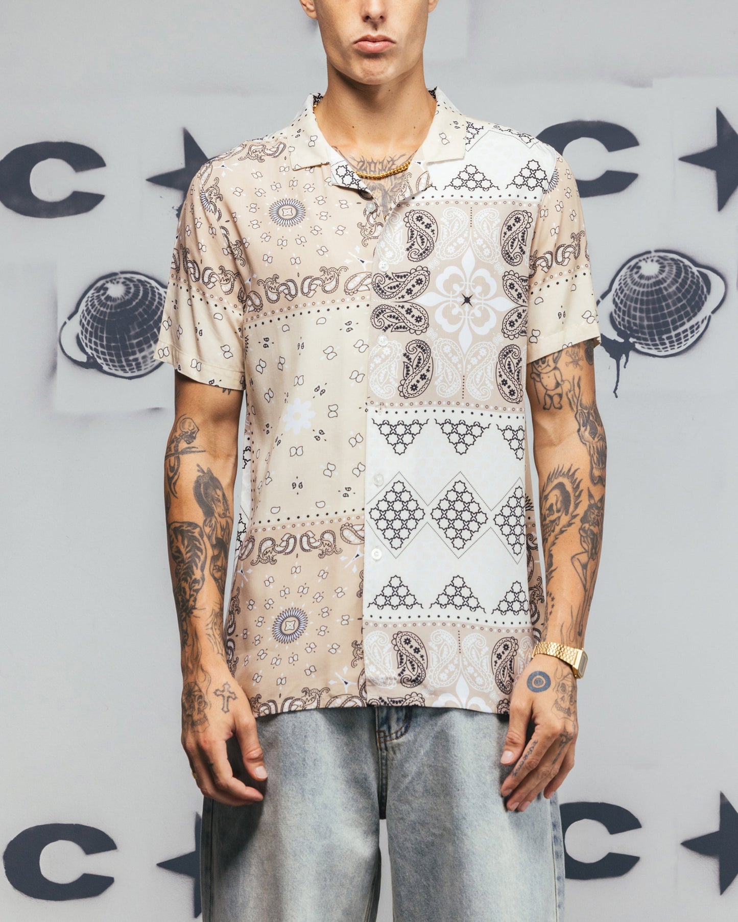 Carré Bandana Ultra Button Up Shirt Stone