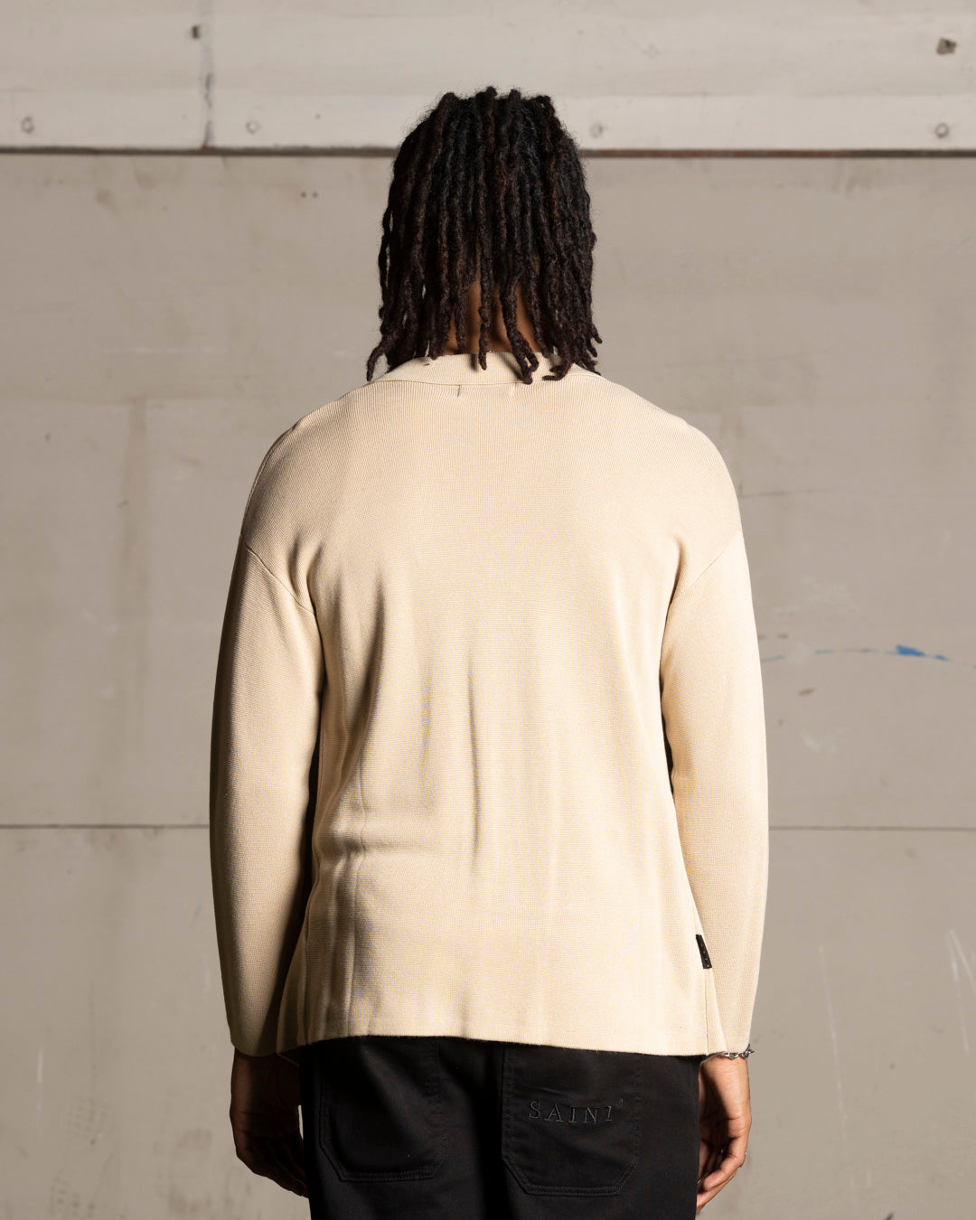 Saint Morta Knitted Long Sleeve Button Up Shirt Tan