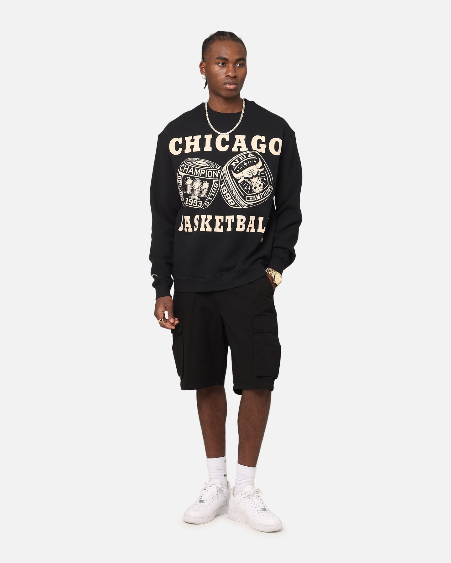 Mitchell & Ness Chicago Bulls Rings Crewneck Black