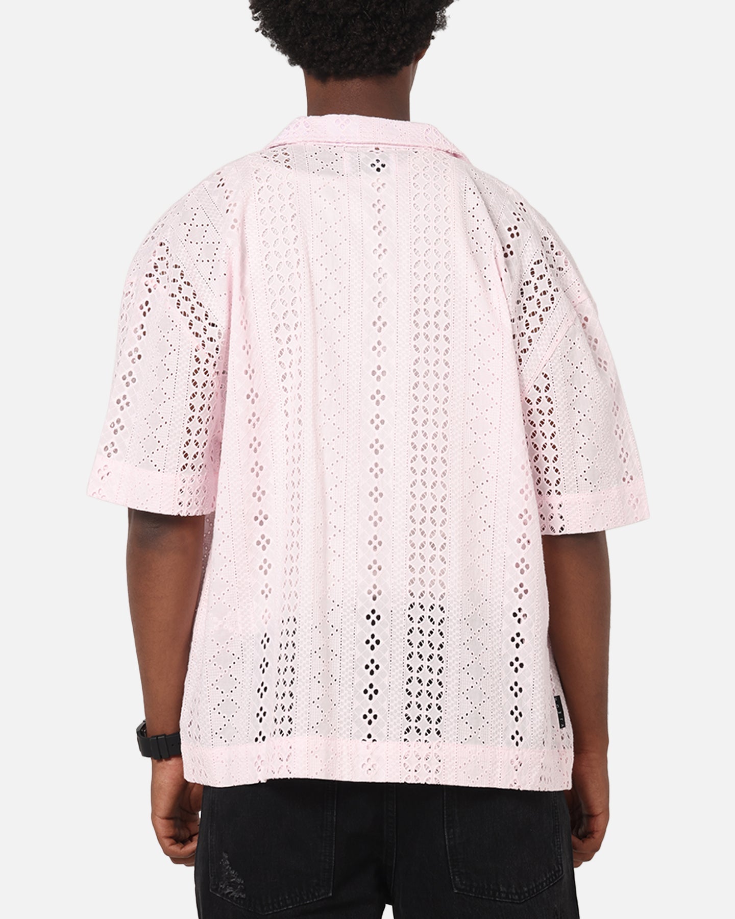 Saint Morta Crochet Button Up Shirt Pink