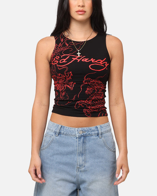 Ed Hardy Women's Dragon Tank Black/Red