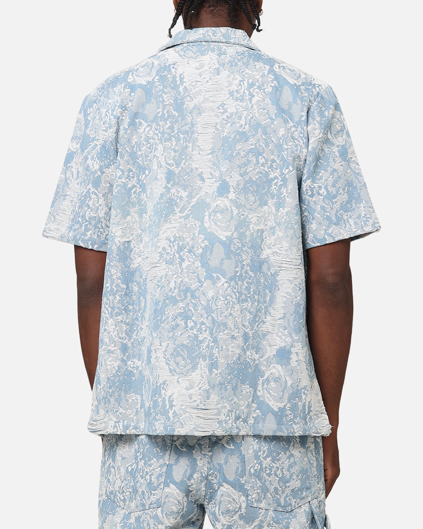 XXIII Denim Jacquard Button Up Shirt Pacific Blue