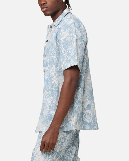 XXIII Denim Jacquard Button Up Shirt Pacific Blue