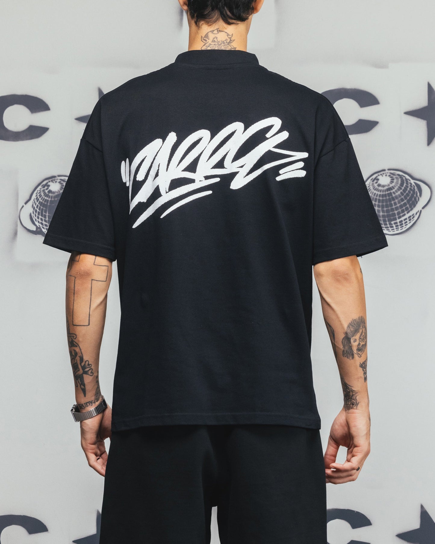 Carre Tag Mock Neck T-Shirt Black