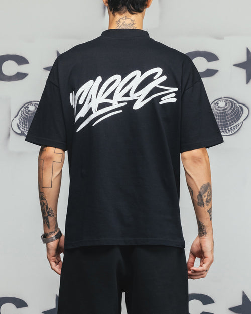 Carre Tag Mock Neck T-Shirt Black