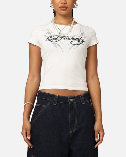 Ed Hardy Women's Tribal Baby T-Shirt White