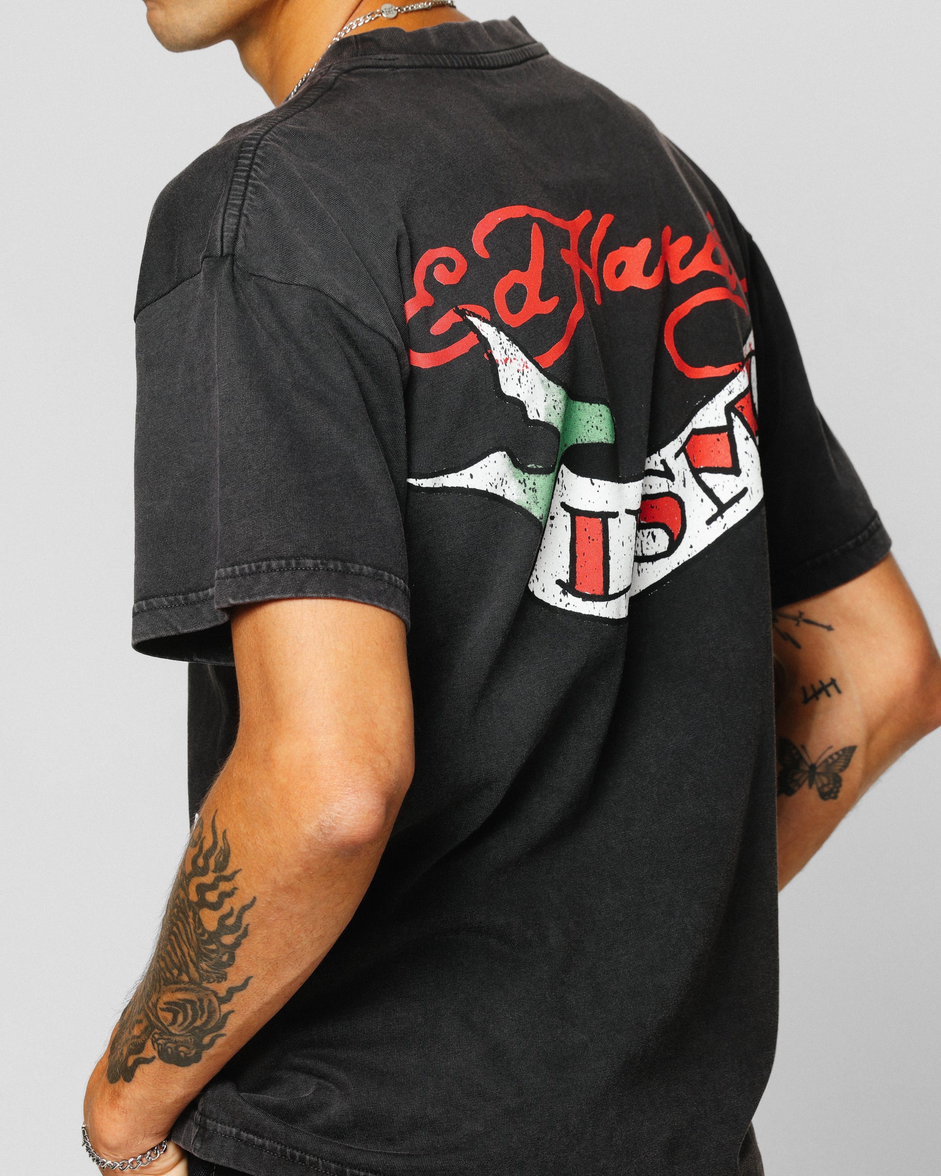 Ed Hardy Born To Lose T-Shirt Black Acidwash