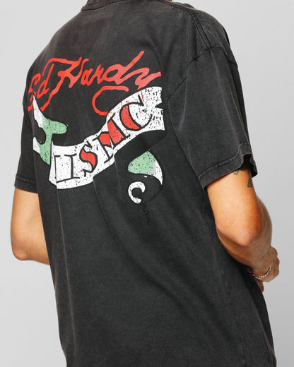 Ed Hardy Born To Lose T-Shirt Black Acidwash