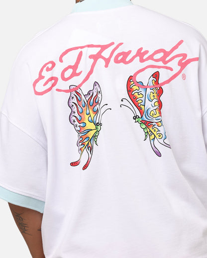 Ed Hardy Butterfly Ringer T-Shirt White