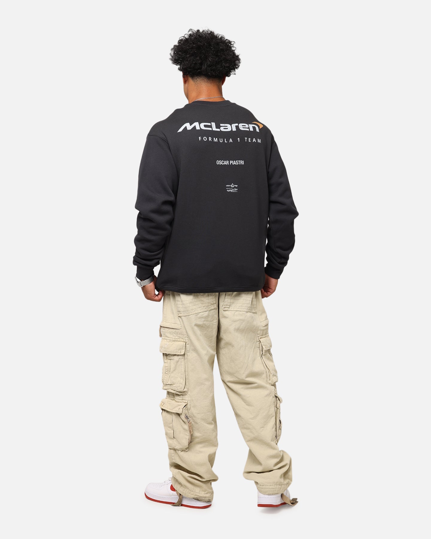 Mitchell & Ness X Mclaren Oscar Piastri Helmet Crewneck Faded Black