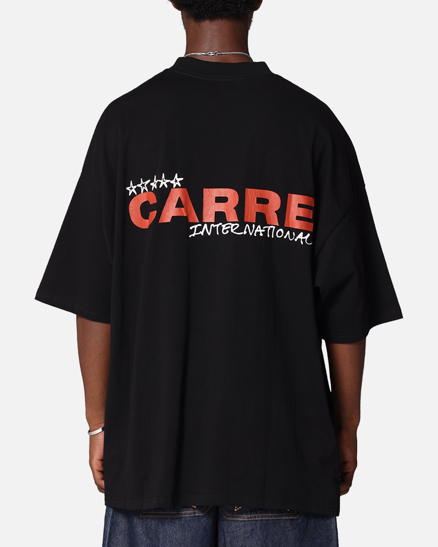 Carre Handdrawn Mock Neck T-Shirt Black