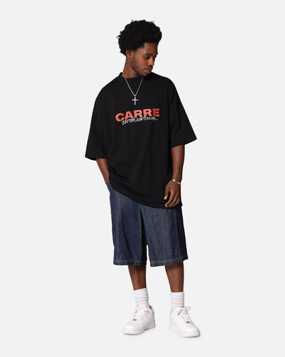 Carre Handdrawn Mock Neck T-Shirt Black