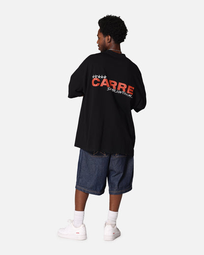 Carre Handdrawn Mock Neck T-Shirt Black