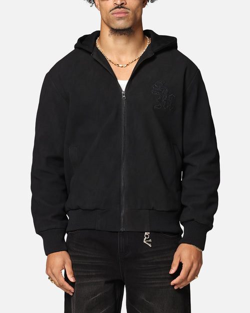 Saint Morta Gothic Hooded PU Bomber Jacket Black/Black