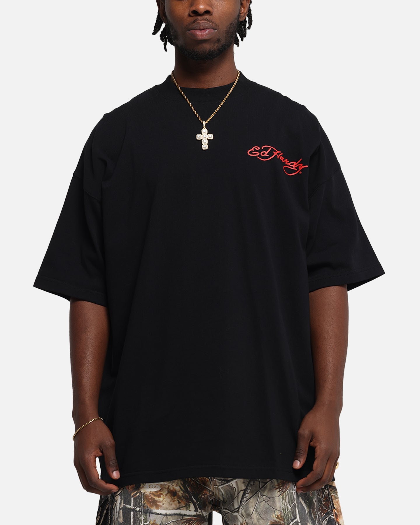 Ed Hardy Oversized Panther T-Shirt Black