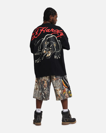 Ed Hardy Oversized Panther T-Shirt Black