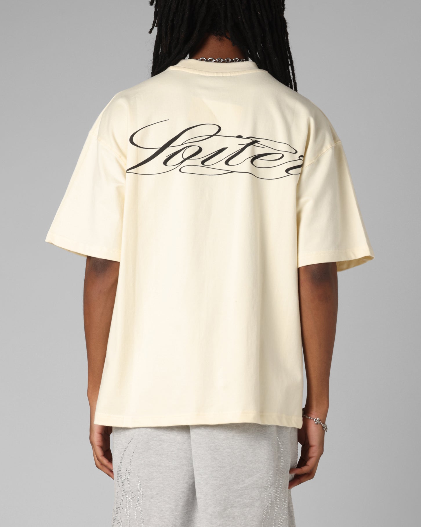 Loiter Script Boxy T-Shirt Off White