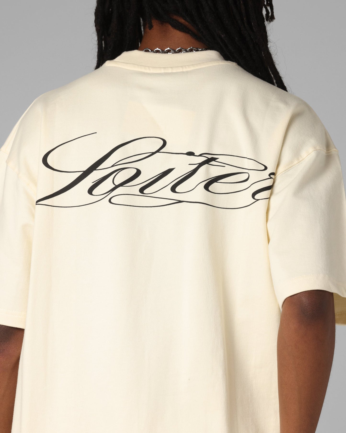 Loiter Script Boxy T-Shirt Off White