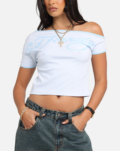 Ed Hardy Women's Aline Baby T-Shirt Blue