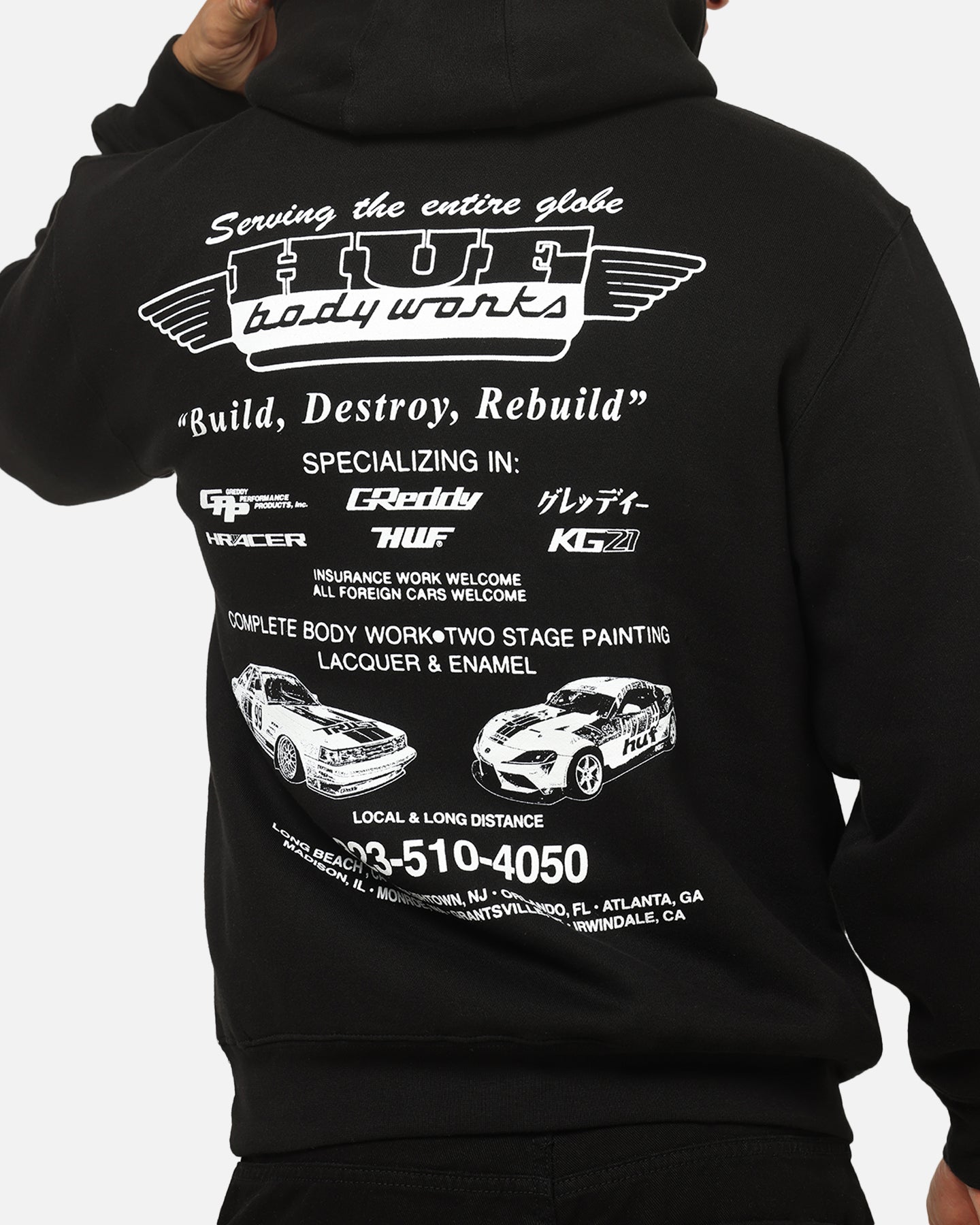 Huf X Greddy Body Works Hoodie Black