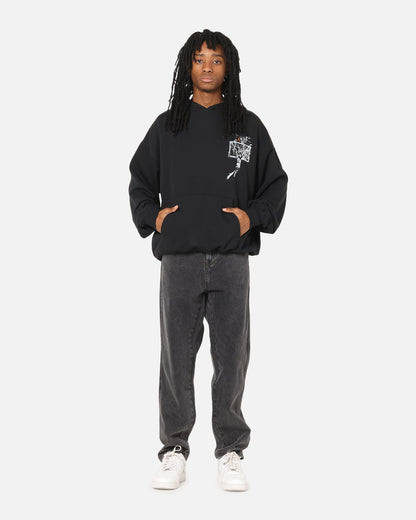 Jordan Brooklyn Shattered Back Board Oversized Pullover Hoodie Black