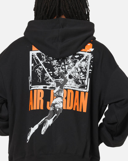 Jordan Brooklyn Shattered Back Board Oversized Pullover Hoodie Black