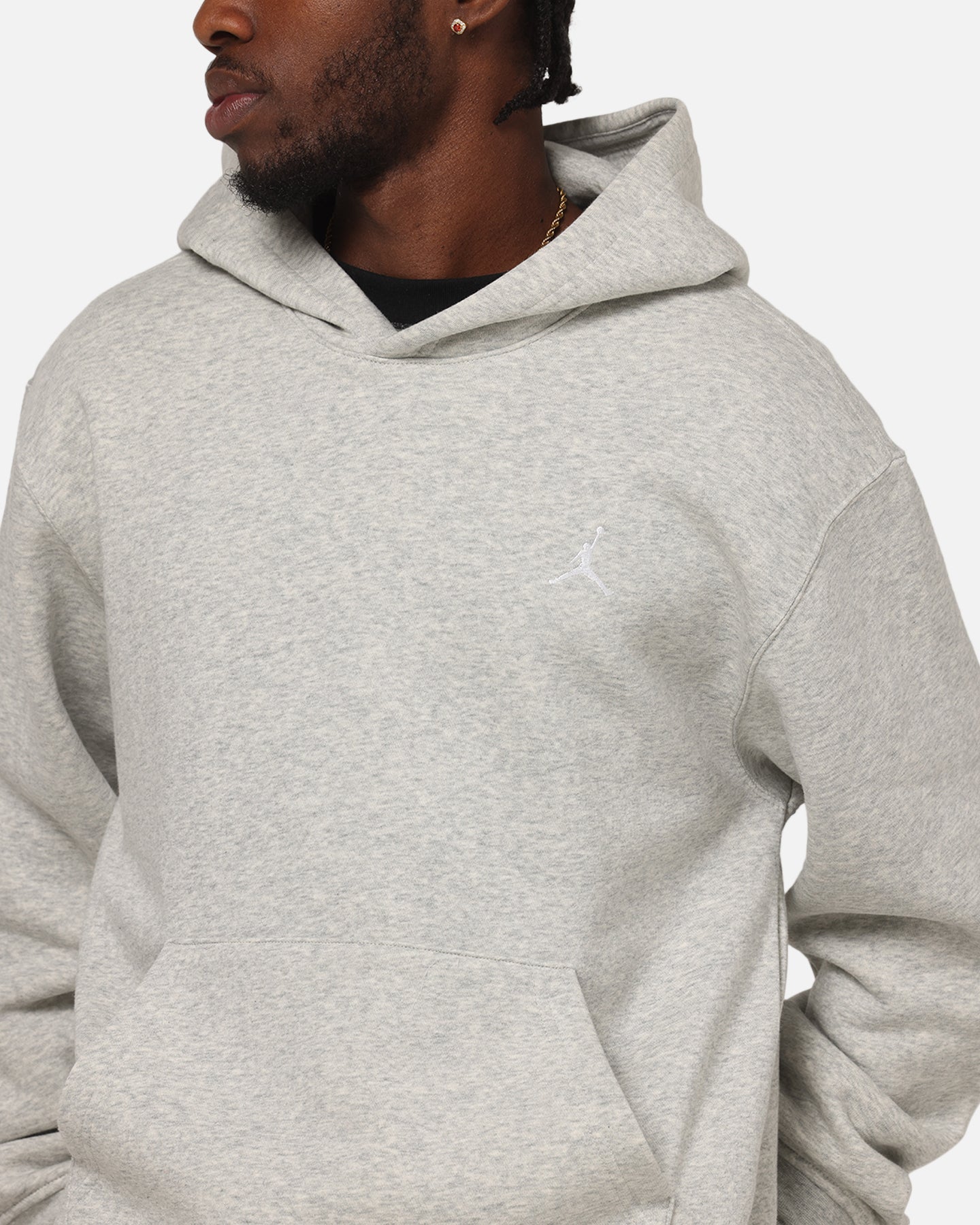 Jordan Brooklyn Fleece Pullover Hoodie Grey Heather/White