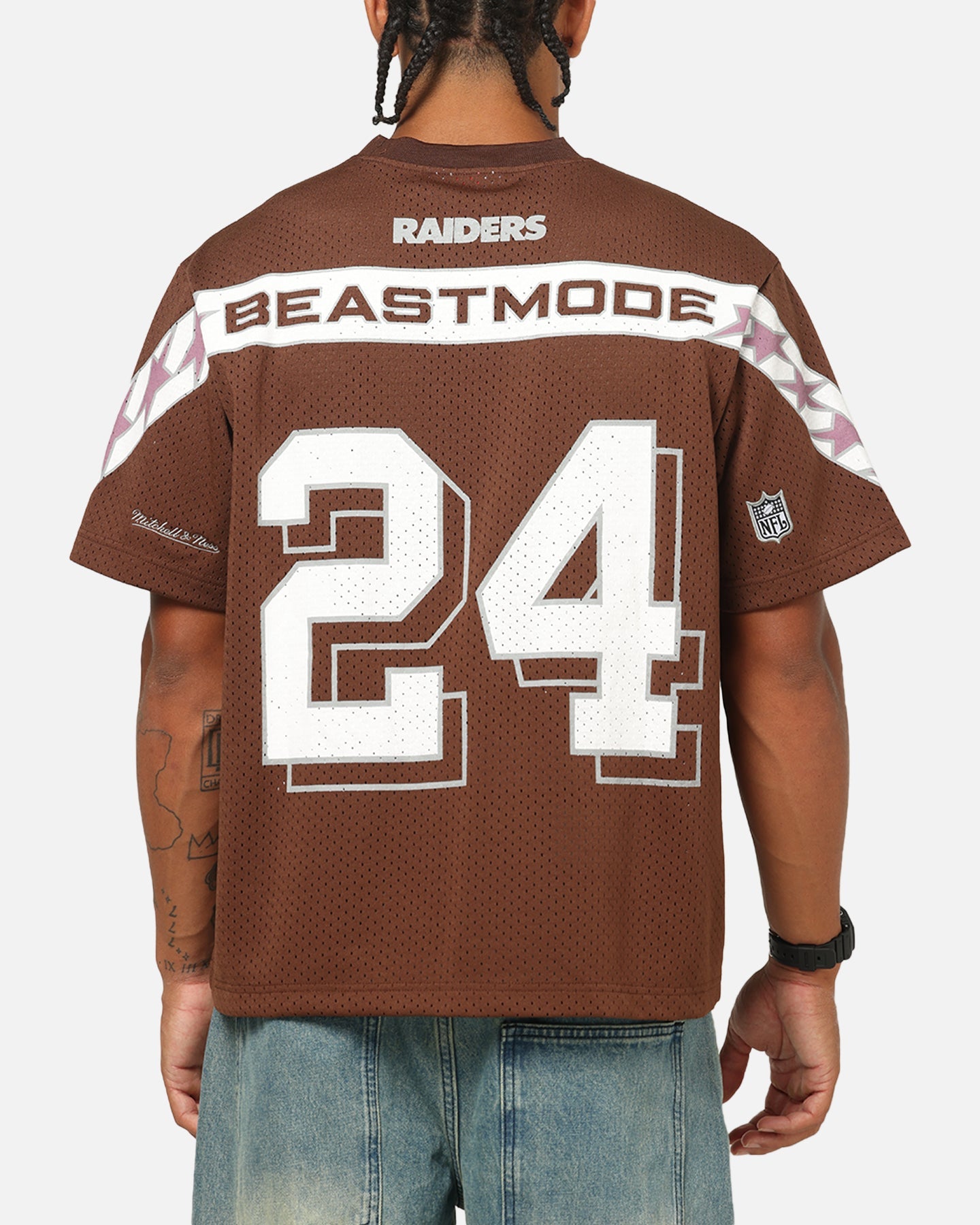 Mitchell & Ness Las Vegas Raiders Beastmode Boxy Mesh T-Shirt Chocolate Brown