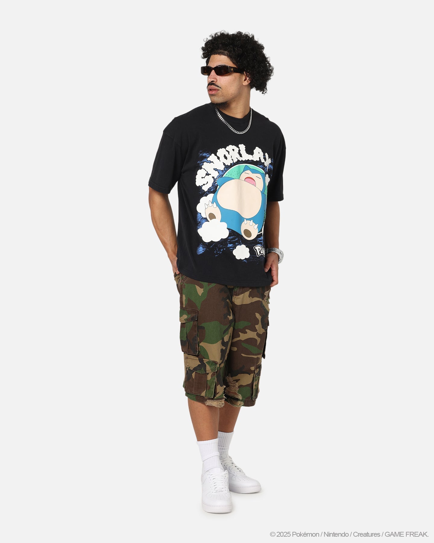 The Pokémon Collection By 73Studio Snorlax T-Shirt Black Acidwash