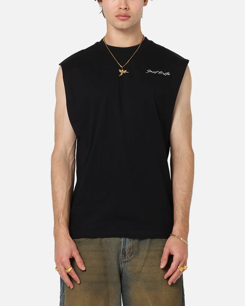 Saint Morta Scription Oversized Muscle T-Shirt Black