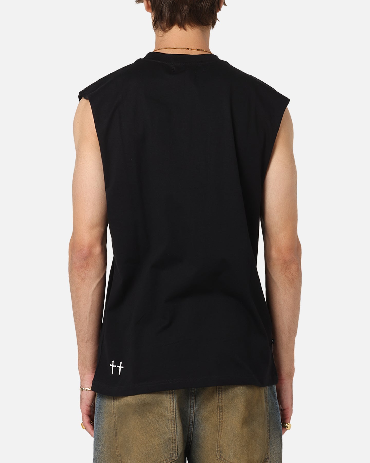 Saint Morta Scription Oversized Muscle T-Shirt Black