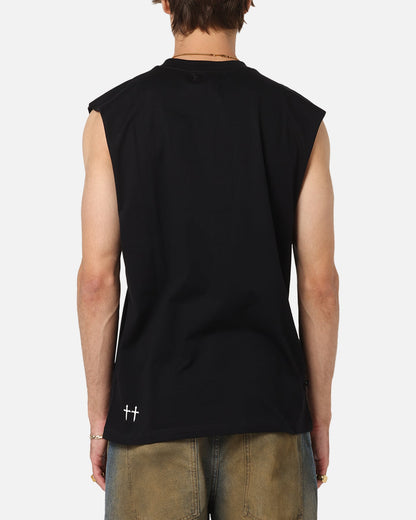 Saint Morta Scription Oversized Muscle T-Shirt Black