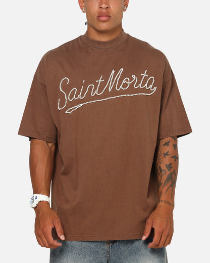 Saint Morta Pearl Script T-Shirt Washed Brown