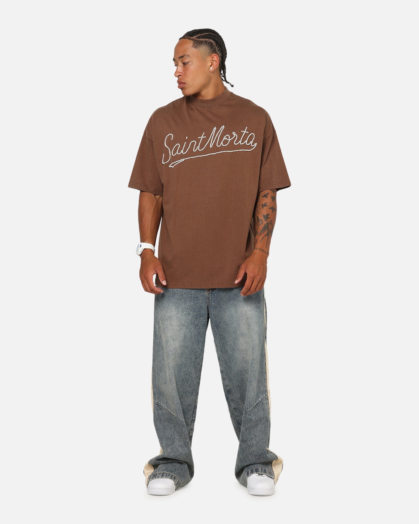 Saint Morta Pearl Script T-Shirt Washed Brown