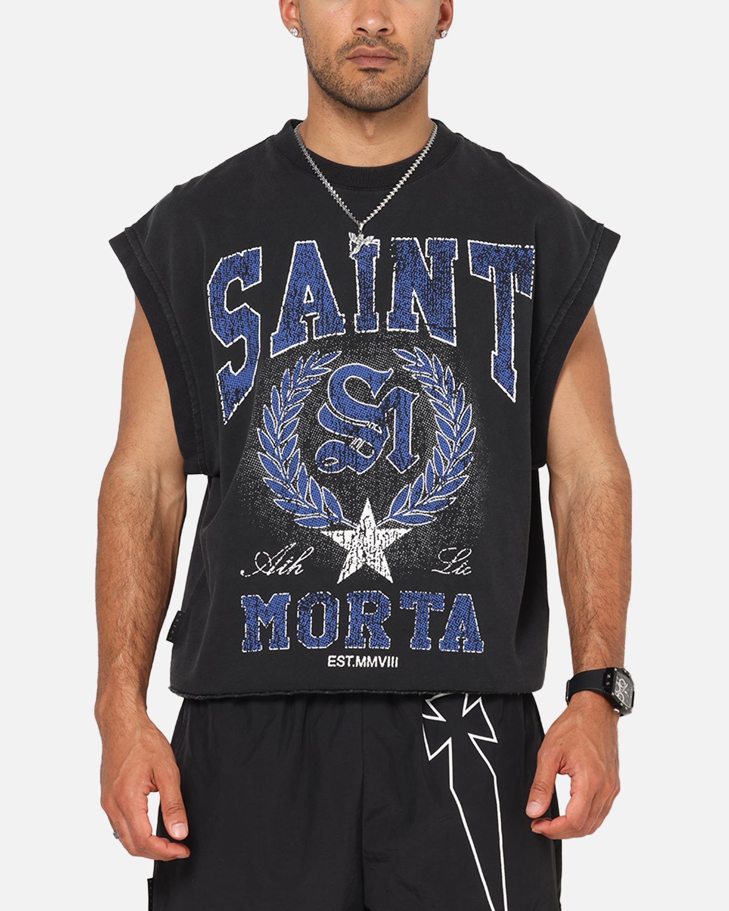 Saint Morta Divine League Cut Off Sweater Washed Black
