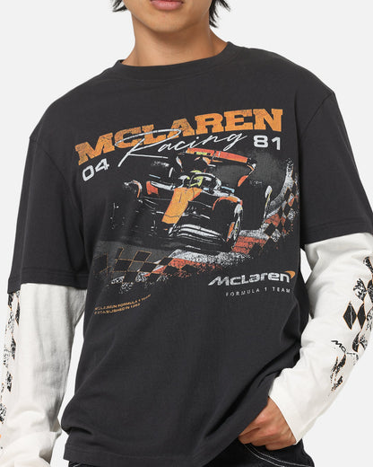 Mitchell & Ness X Mclaren Checkered Vintage Long Sleeve T-Shirt Black/Vintage White