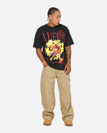 73Studio X One Piece Luffy Vintage T-Shirt Off Black