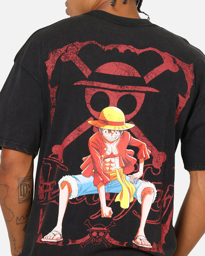 73Studio X One Piece Luffy Vintage T-Shirt Off Black