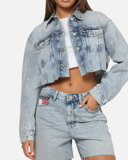 Tommy Jeans Women's Cropped Denim Trucker Jacket Mid Denim