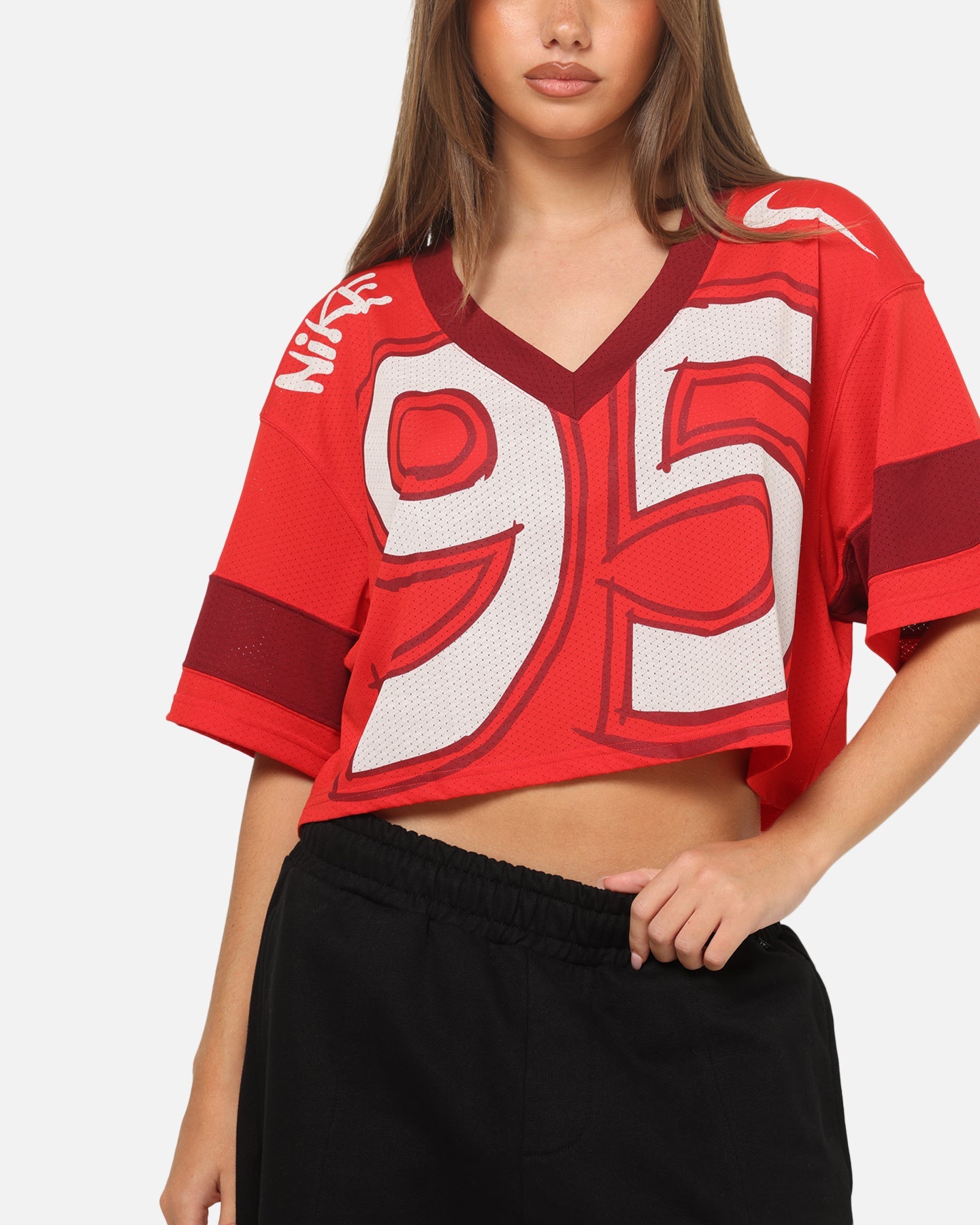 Nike Women's Sportswear Oversized Cropped Jersey University Red