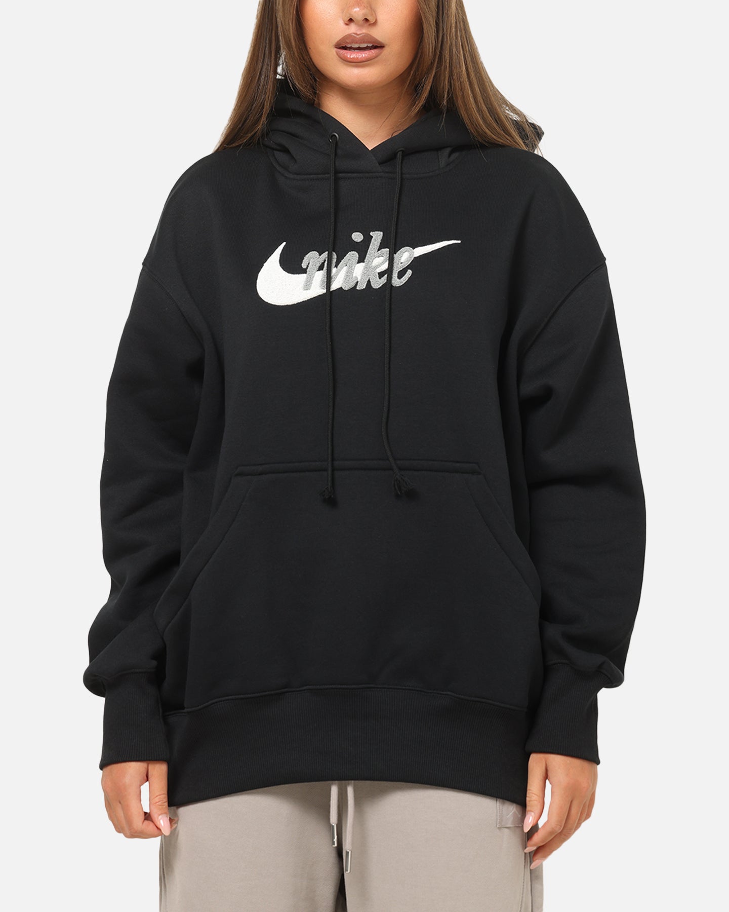 Nike Women's Sportswear Phoenix Fleece Oversized Logo Hoodie Black/Summit White